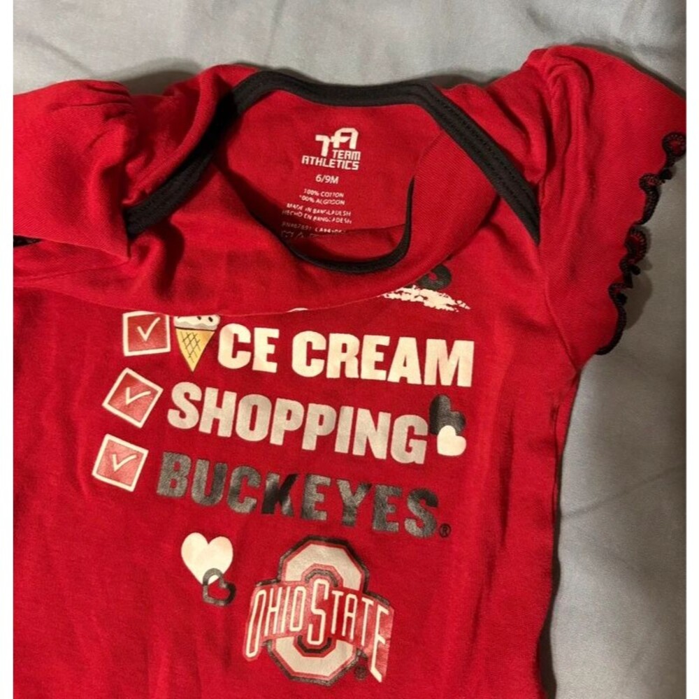 Ohio State Buckeyes Baby Girl Red Onesie 6-9 Months